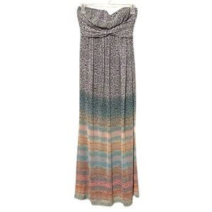 Jessica Simpson Strapless Maxi Dress with Multicolor Pattern Womens size medium